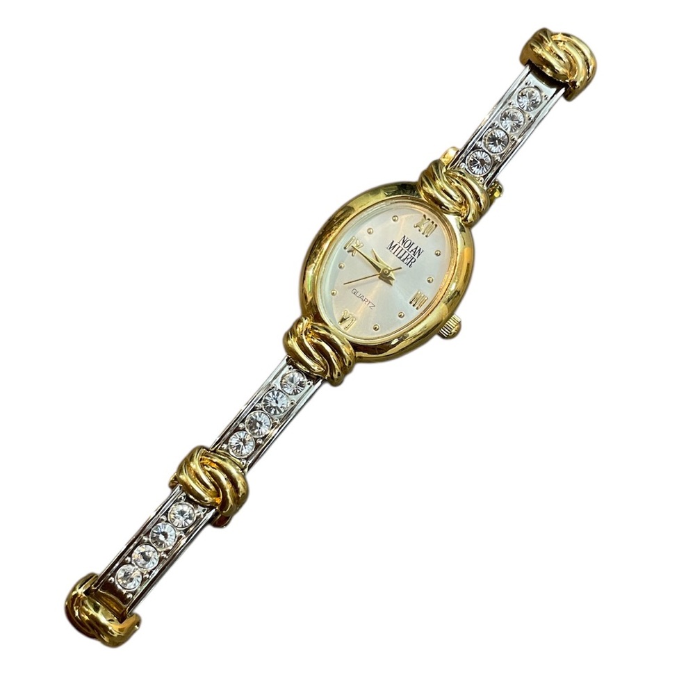 Nolan Miller Two-Tone Women's Watch with Crystal Accents Gold Silver Rhinestones